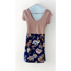 Pact Striped and Floral Midi Dress - Red and Blue